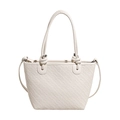 Elegante borsa a tracolla intrecciata bianca con dettaglio nodo e forma a trapezio - Bianco