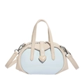 Borsa a mano azzurra e beige bicolore con dettaglio di chiusura a forma di cuore - Bianco e Azzurro
