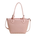 Borsa a tracolla intrecciata rosa con manici cilindrici e tracolla sottile regolabile - Rosa