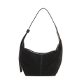 Schwarze Hobo-Tasche aus Wildleder mit verstellbarem Riemen und minimalistischer Halbmondform - Schwarz