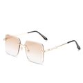 Lunettes de soleil sans monture carrées dégradées avec branches en métal doré tressé - Monture Dorée Verre Thé Clair