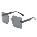 Gafas de sol cuadradas sin montura con lentes grises y puente de metal dorado - Montura Negra Lentes Grises