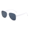 Retro aviator sunglasses with white frame and dark lenses shown from a side angle - New Style / Standard (Inc. 13% Tax Invoice) White Frame with Gray Lenses