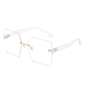 Frameless square sunglasses for women with transparent brown lenses and gold metal bridge - New Style / Standard Transparent Frame Clear Lenses (Incl. 13% VAT)