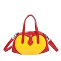 Minimalist red and yellow shell crossbody bag with a heart buckle and top handle - Red Yellow Gradient