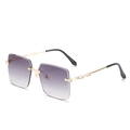 Lunettes de soleil carrées sans monture avec verres dégradés violets et branches or - Monture Dorée Verres Gris Dégradés