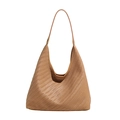 Khakifarbene geflochtene Hobo-Schultertasche mit großem Fassungsvermögen und Design - Khaki