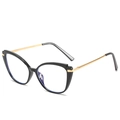 Occhiali cat-eye neri in TR90 con sottili stanghette in metallo dorato e filtro luce blu - Montatura Nera