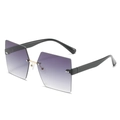Gafas de sol cuadradas sin montura con lentes degradadas moradas y patillas negras - Montura Negra Lente Gris Doble
