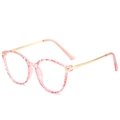 Montatura occhiali tonda in TR90 rosa trasparente con stanghette in metallo dorato - Rosa