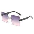 Gafas de sol sin montura con lentes cuadradas degradadas en púrpura y patillas negras - Montura Negra Lentes Gris Rosa
