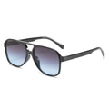 Retro aviator sunglasses with black frame and blue gradient lenses for men and women - Black Frame Grey Blue Lens