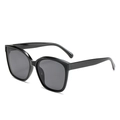 Classic oversized square black sunglasses with dark gray lenses for face contouring - Bright Black Frame Grey Lens