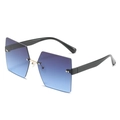 Gafas de sol cuadradas sin montura con lentes degradadas azul-púrpura y oro - Montura Negra Lentes Gris Azul