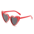 Modieuze hartvormige zonnebril in felrood met sprankelende strass-steentjes rand - Rood Frame Grijze Glazen