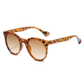 Retro round leopard print sunglasses with stylish gradient brown lenses for daily wear - Leopard Frame Gradient Brown Lens