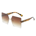 Frameless square sunglasses with brown gradient lenses and leopard print temples - New Style / Standard (Incl. 13% VAT) Leopard Frame & Double Tea Lenses