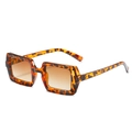 Lunettes de soleil carrées en écaille de tortue avec verres bruns dégradés pour femmes - Taille unique / Monture Léopard / Verres Thé