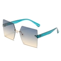 Rimless square sunglasses with blue to yellow gradient lenses and teal temples - New Style / Standard (Incl. 13% VAT) Green Frame Green Yellow Lenses