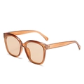 Chic oversized amber tea-colored sunglasses with translucent cat-eye frame design - Tea Frame Tea Lens