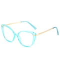 Montatura cat-eye blu in TR90 con stanghette in metallo dorato e lenti anti-luce blu - Montatura Blu
