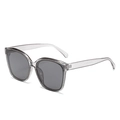 Oversized translucent gray square sunglasses with dark lenses for a retro chic look - Grey Frame Grey Lens