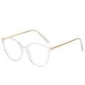 Retro TR90 round frame eyeglasses with transparent rim and sleek gold metal temples - Transparent Frame
