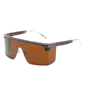 Occhiali da sole oversize a maschera con lenti sfumate marroni e montatura tartarugata - Montatura Leopardata Lente Marrone