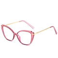 Cat eye glasses frames with transparent rose red TR90 and gold metal temple arms - Rose Red Frame