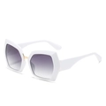 Fashionable oversized hexagonal sunglasses with white frame and purple gradient lenses - White Frame Gray Lens