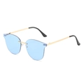 Fashionable rimless sunglasses with light blue lenses and slim golden metal frames - Gold Frame Light Blue Lens