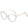Cat eye blue light glasses with transparent frame and slim golden metal temples - Transparent Grey