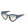 Cat eye sunglasses with dark blue frame, gradient lenses and slim gold metal temples - One Size / Blue Frame Green Yellow Lens