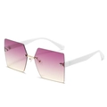 Frameless square sunglasses with purple yellow gradient lenses and white temples - New Style / Regular (Incl. 13% VAT), White Frame with Purple & Yellow Lens
