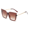 Modische quadratische Halbrand-Sonnenbrille mit braunen Verlaufsgläsern und Goldbügeln - Tee Rahmen Verlauf Tee Gläser