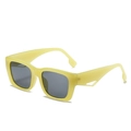 Oversized frame sunglasses with wide temples and geometric triangle hollow design - One Size / Green Frame Grey Lens