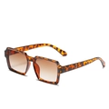 Occhiali da sole rettangolari retrò leopardati con lenti sfumate marroni per unisex - Montatura Leopardata Lenti Marroni Sfumate