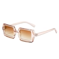 Lunettes de soleil carrées à monture rose pêche transparente avec verres dégradés - Taille unique / Monture Champagne / Verres Thé