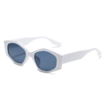Fashionable irregular white thick frame sunglasses with dark grey geometric lenses - New Style / Standard (Incl. 13% VAT Invoice) White Frame Full Gray Lenses