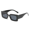 Classic rectangle black frame sunglasses with dark lenses in a 45-degree angle view - Black Frame Grey Lens