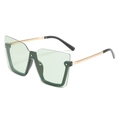 Moderne quadratische Halbrand-Sonnenbrille mit grünen Gläsern und Goldbügeln - Grüner Rahmen / Grüne Gläser