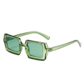Fashionable vintage rectangular small frame sunglasses in transparent candy green color - One Size / Olive Green Frame Green Lens