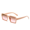 Vintage rectangle sunglasses with nude beige thick frame and brown gradient lenses - Pink Frame Brown Pink Lens