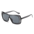 Oversized shield sunglasses with dark grey translucent frames and matching lenses - Grey Frame Grey Lens