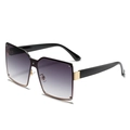 Women's oversized square sunglasses with gradient purple lenses and gold hinges - Gold Frame Gradient Gray Lens