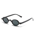 Retro small oval sunglasses with black frames and gold accents for a hip-hop street style - Black Frame Grey Lens
