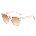 Retro round sunglasses in translucent pink-orange frame with tea-colored gradient lenses - Champagne Frame Double Tea Lens