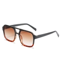 Retro square sunglasses with gradient brown lenses and black tortoise shell frames - Black and Tortoise with Tea Gradient Lenses