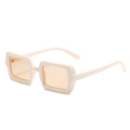 Retro thick square sunglasses with white frames and yellow tinted lenses for women - One Size / Beige Frame Light Tea Lens