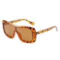 Oversized tortoise shell sunglasses with dark brown resin lenses and thick frame - Leopard Frame Brown Lens